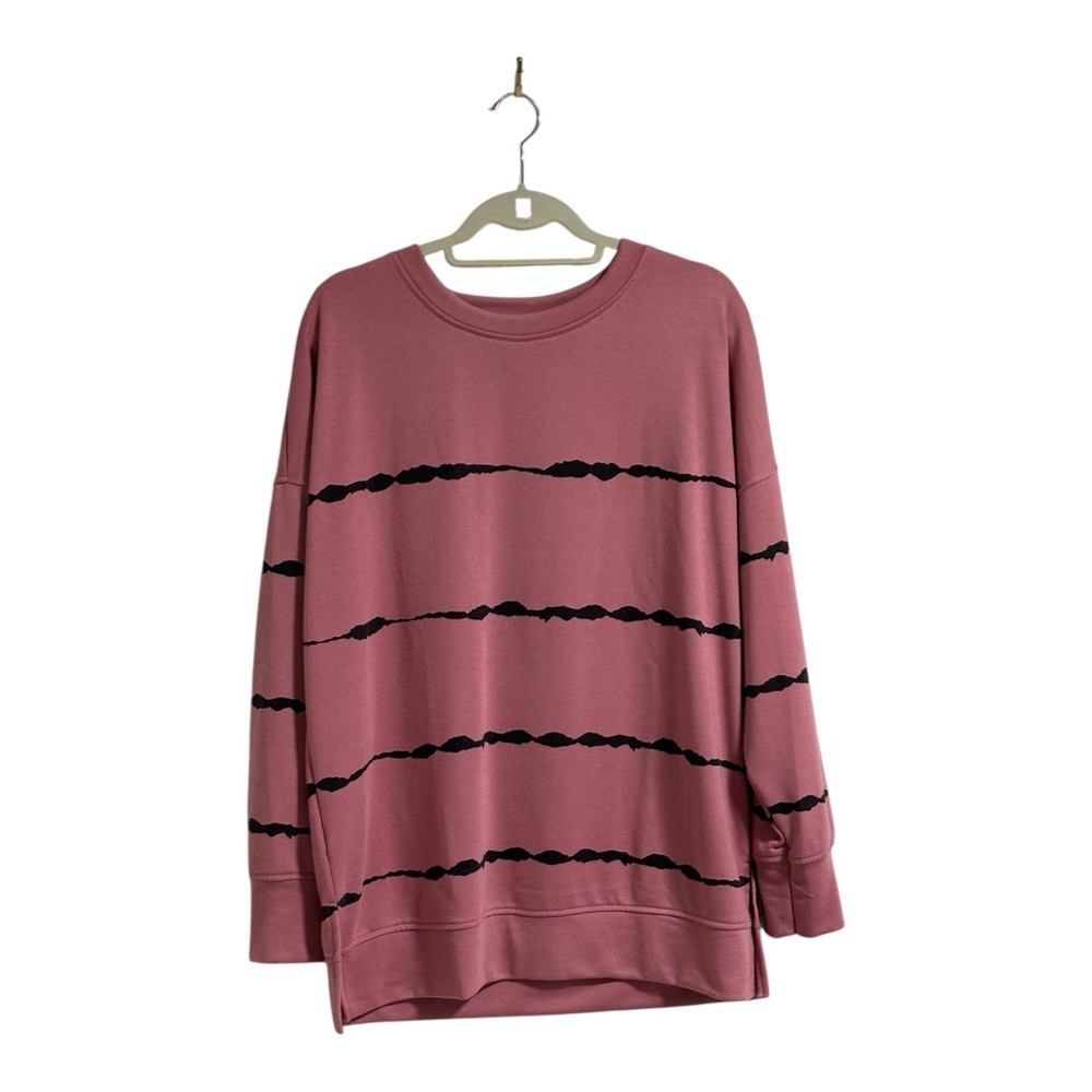 Blush Pink with barb wire themed stripes sweatshirt unbranded women’s Sz XL. - Picture 2 of 6